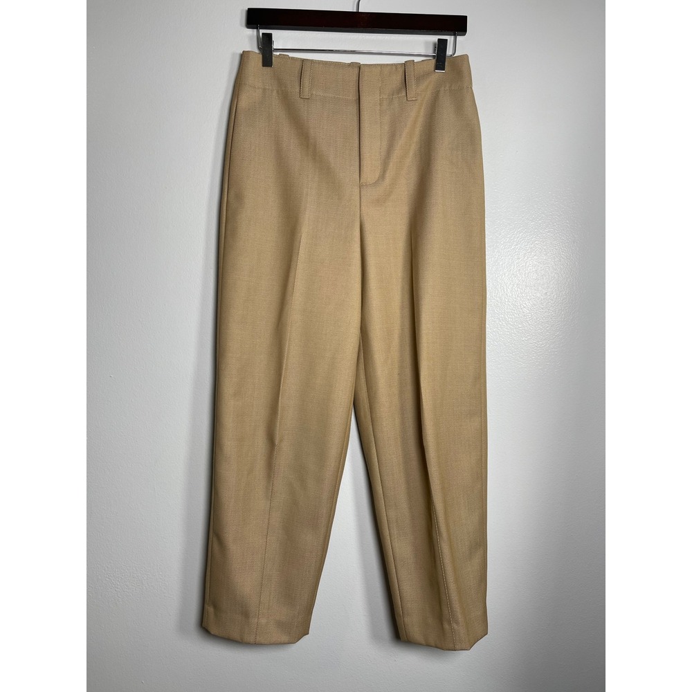 VINCE Wool Blend Tailored Straight Leg Trousers Pants Size 6 Tan Career Designer